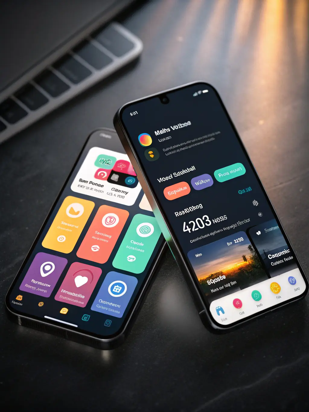 A digital illustration of a user interface design, showcasing intuitive navigation and a visually appealing layout, highlighting user experience.